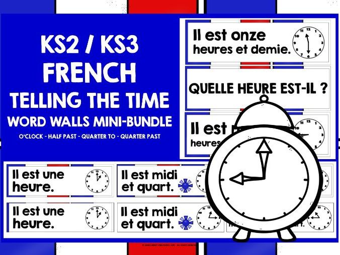 French Telling the Time Word Walls | French Classroom Display