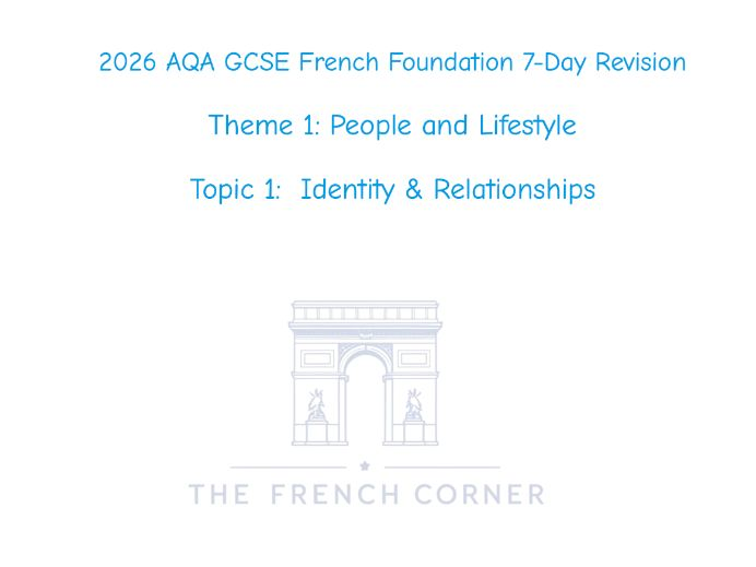 FREE 2026 AQA GCSE French F 7-Day Revision 1.1
