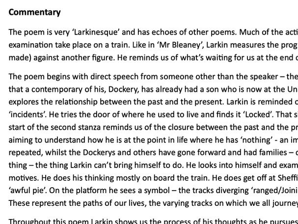 Philip Larkin - Commentary and Context on Selected Poems