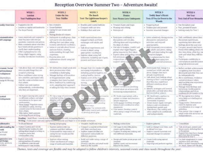 EYFS Reception editable summer two term medium term plan