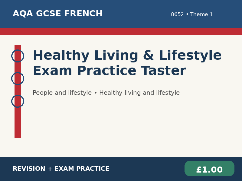 AQA GCSE French 8652 - Healthy Living & Lifestyle Exam Practice Taster