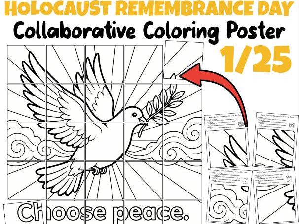 Holocaust Remembrance Day Collaborative Coloring Poster | Peace for All
