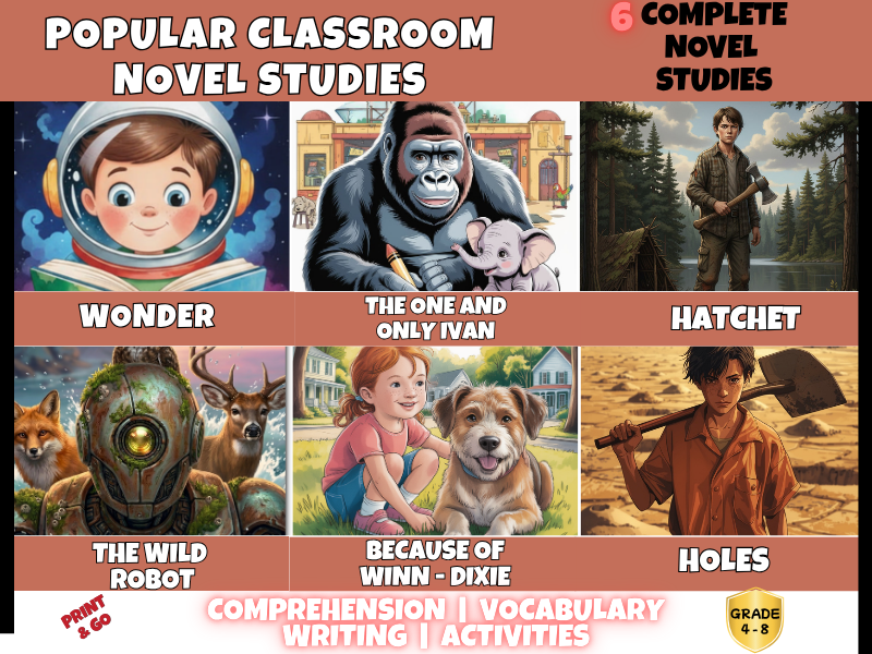 Popular Classroom Novel Studies Bundle | 6 Complete Units | Years 4-8