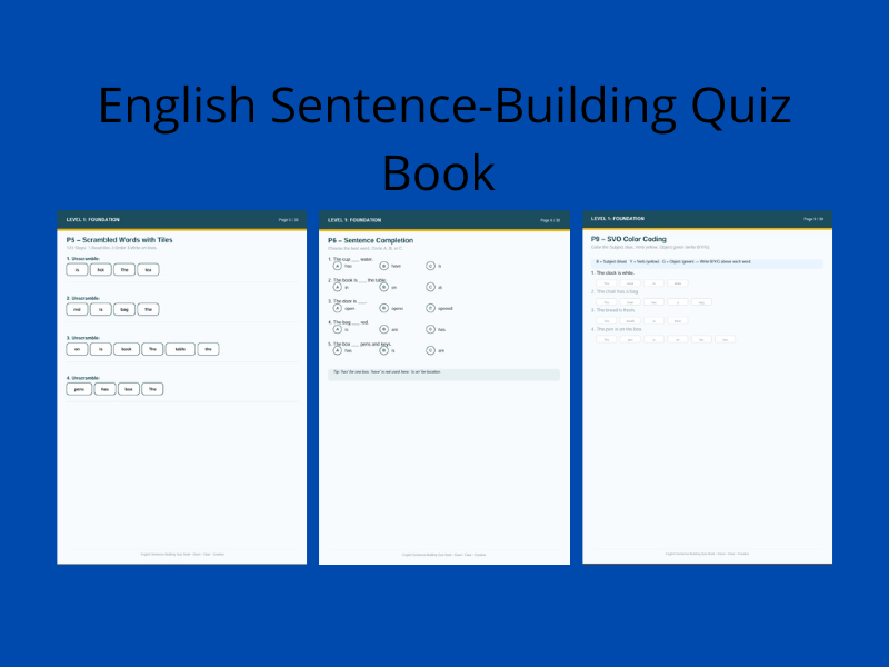 English Sentence-Building Quiz Book (30P)