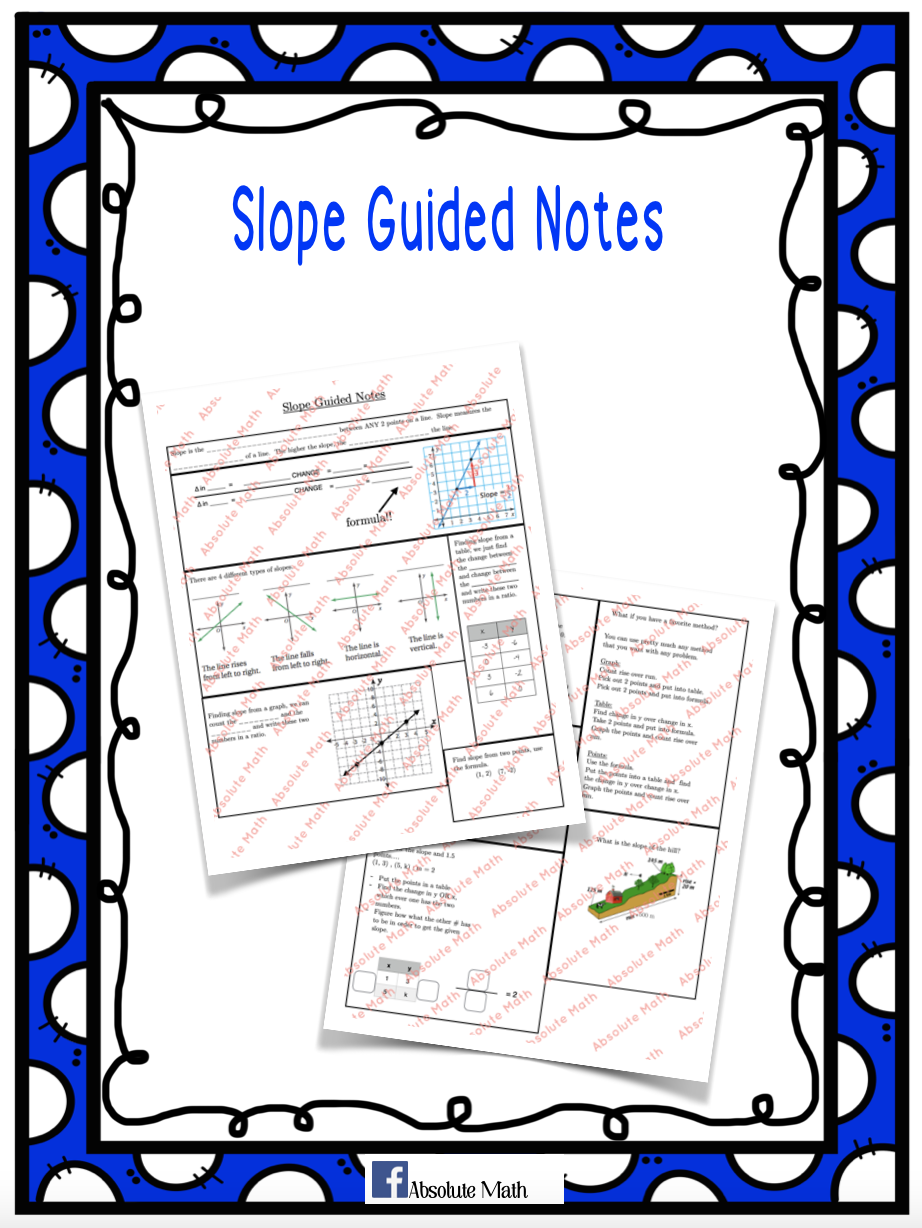 Slope guided notes teaching resources
