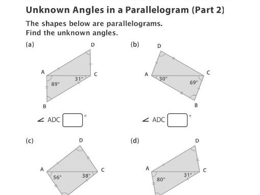 Unknown Angles in a Parallelogram (Part 2) | Teaching Resources