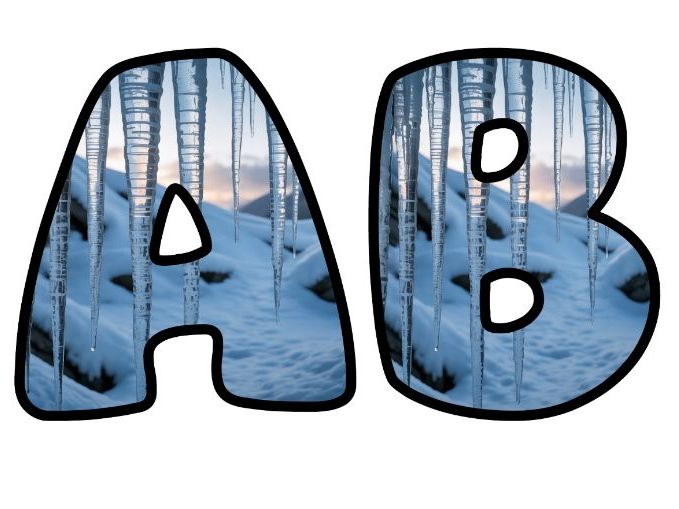 Icicles Ice Frost Winter Snow Themed Lettering Set | Classroom Display | Upper & Lowercase, 0-9