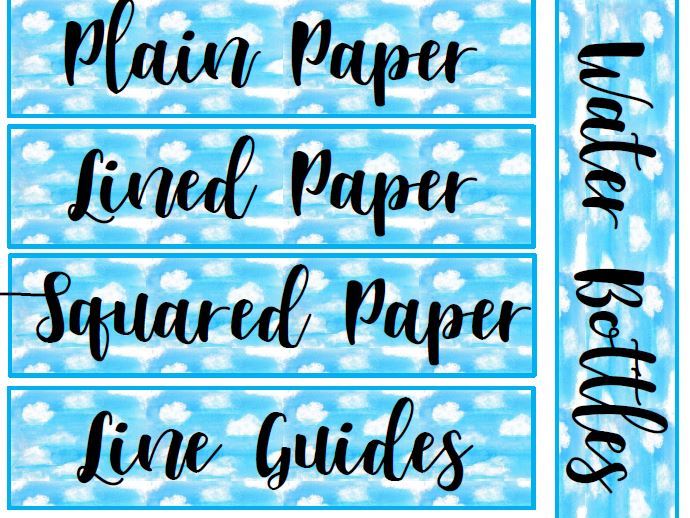 Cloud Tray Labels Teaching Resources