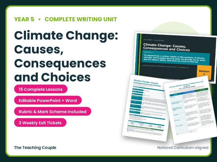 Climate Change: Causes, Consequences and Choices | Year 5 English Unit | 15 Complete Lessons