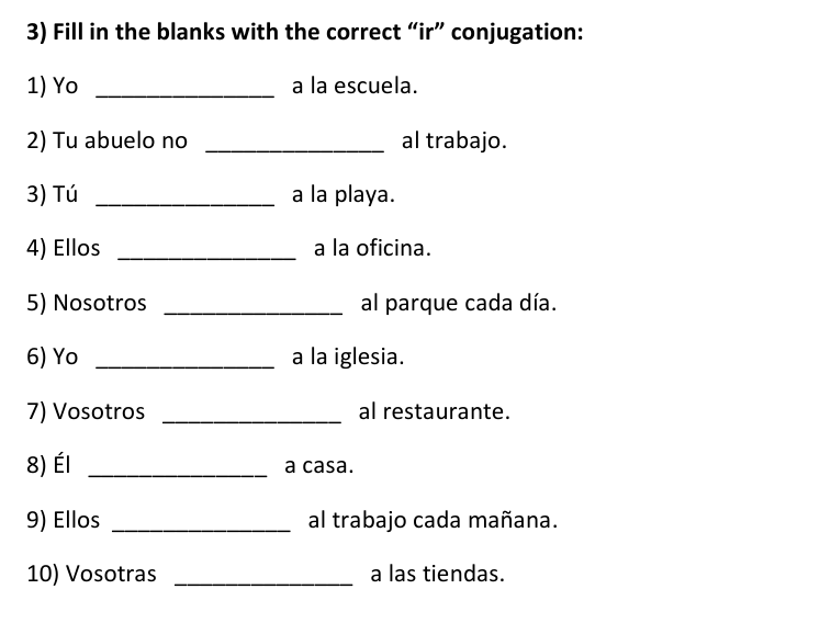 IR Conjugation Worksheets | Present Tense | El verbo IR