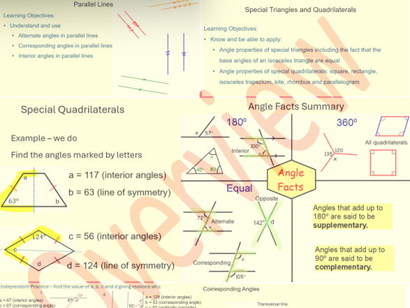 Higher GCSE: Angles Lesson 2: Parallel Lines, Special triangles, Special Quadrilaterals