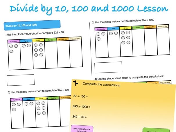 Year 5 Decimals - Divide by 10, 100 and 1000 Lesson