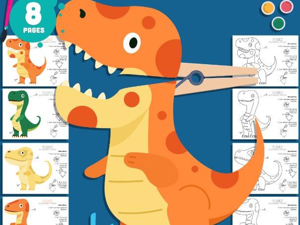 T-Rex Clothespin Puppets, Tyrannosaurus Rex Craft for Kids