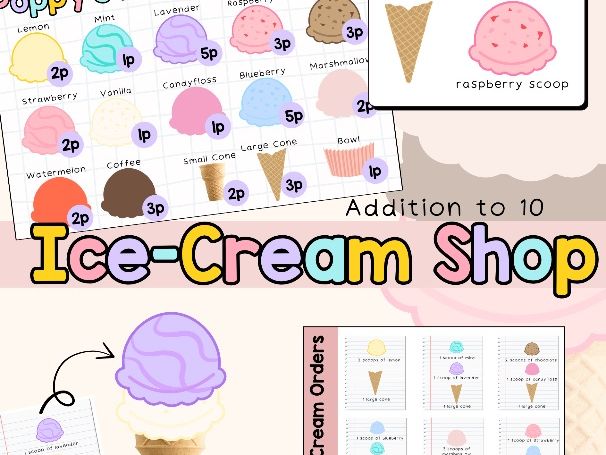 Addition to 10 Ice Cream Shop Money Maths Role Play