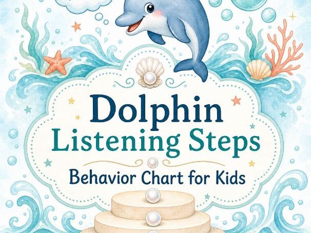 Dolphin Listening Steps | Behavior Chart for Kids | Printable PDF | Digital Download