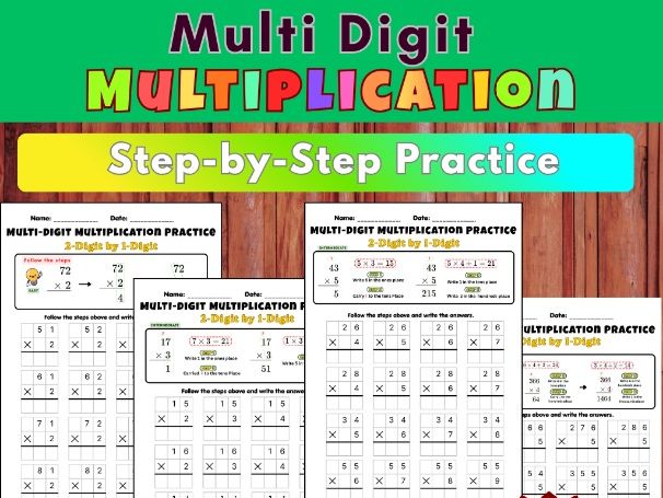 Guided Multi-Digit Multiplication | Year 4-6 Maths, KS2 Worksheets
