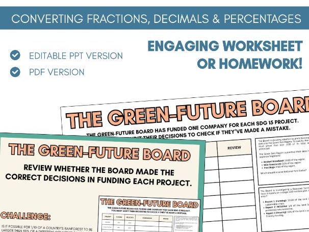 Converting FDP | Worksheet Task | Fractions, Decimals & Percentages