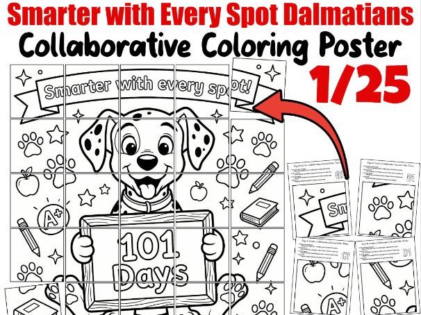 Smarter with Every Spot Dalmatians Collaborative Coloring Poster