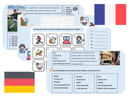 Hobbies & Opinions (French & German) – Independent Learning & Cover Pack