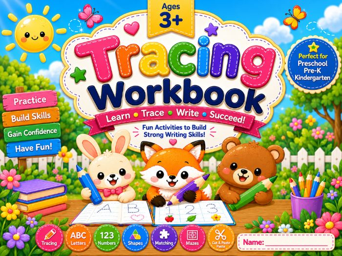 Tracing Workbook for Preschool & Kindergarten | Pre-Writing, ABC, Numbers & Shapes