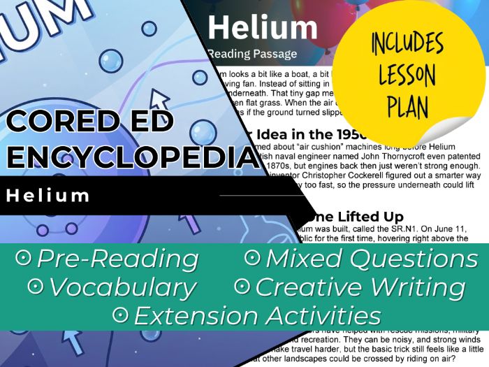 Helium Reading Comprehension Passage - Cored Ed Encyclopedia