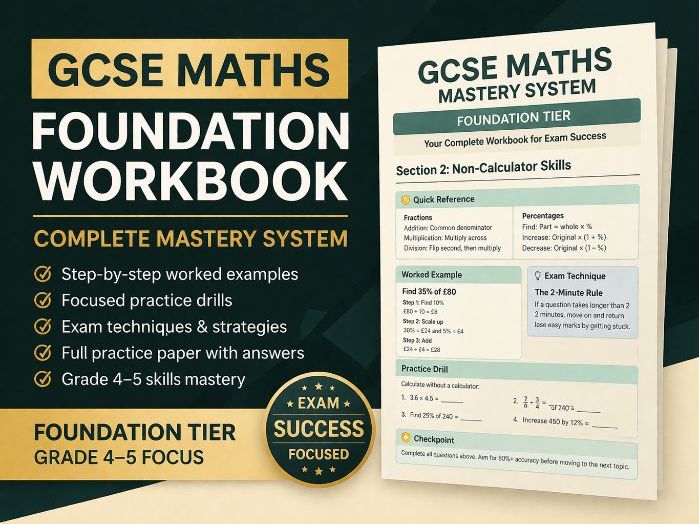 GCSE Maths Foundation Workbook – Complete Mastery System with Practice, Exam Techniques & Answers