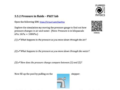Pressure in fluids - PhET lab