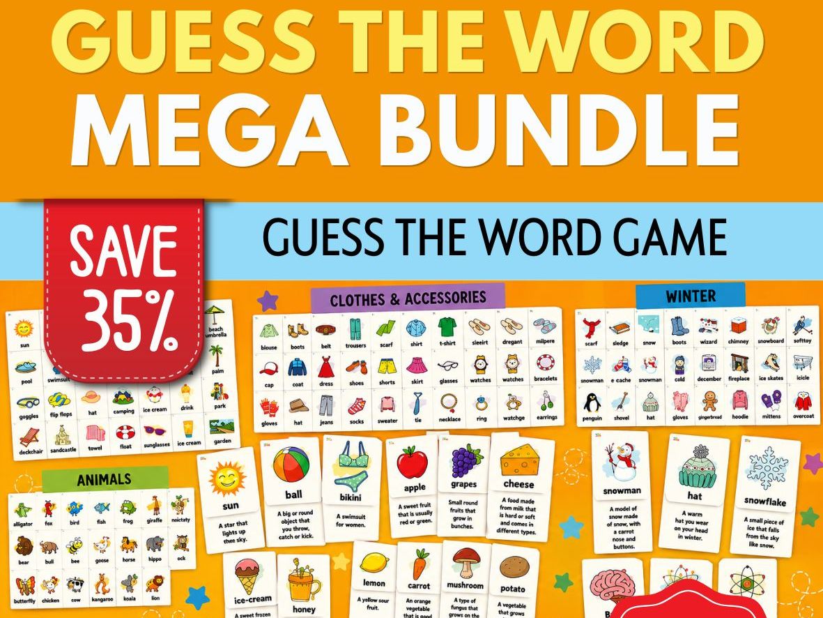 Guess the Word Game Bundle | Vocabulary Building Activities for Kids | Fun Class