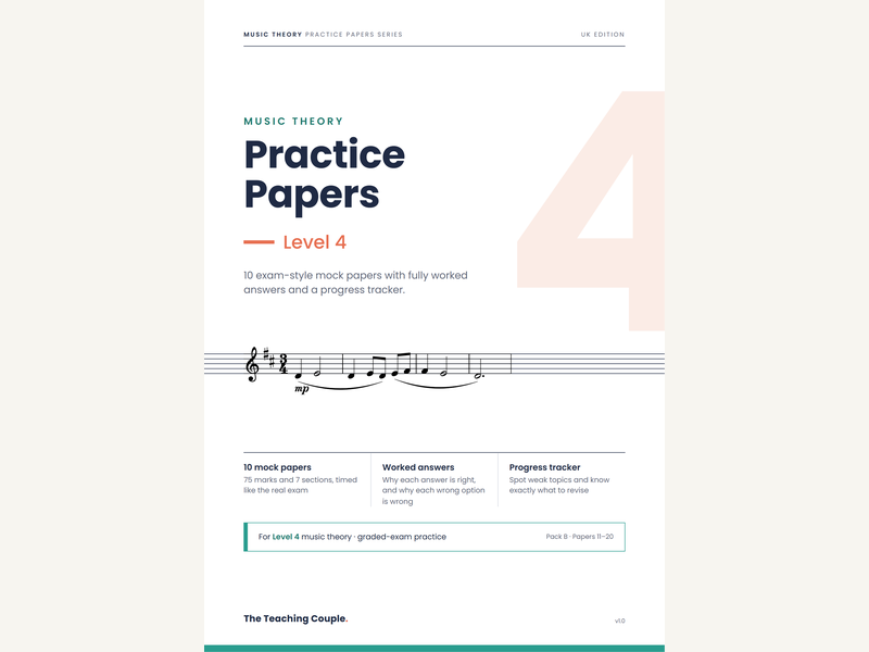 Level 4 Music Theory Practice Papers – Pack B (10 Mock Papers)