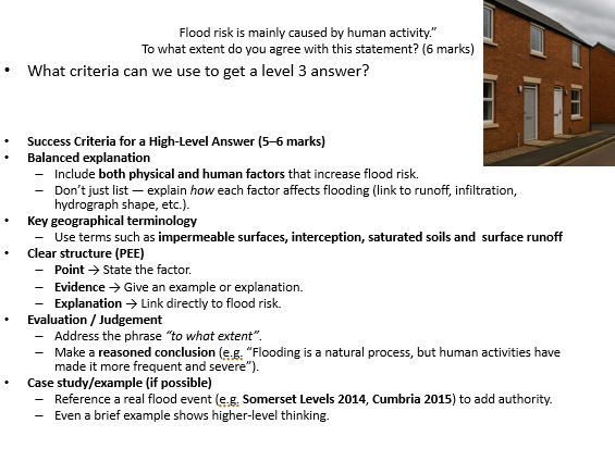 AQA GCSE Geography Physical and human factors effecting flooding
