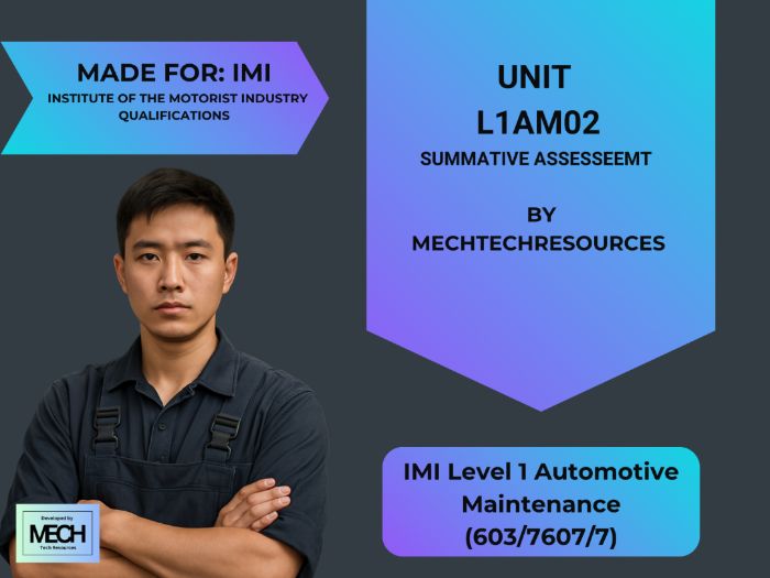 IMI Level 1 Automotive Maintenance (603/7607/7): Unit L1AM02 Summative Assessment | MechTechResource