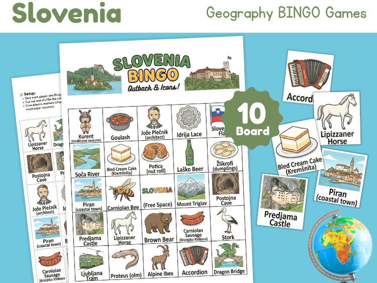 Slovenia Bingo Game | Geography, Culture & Landmarks Printable
