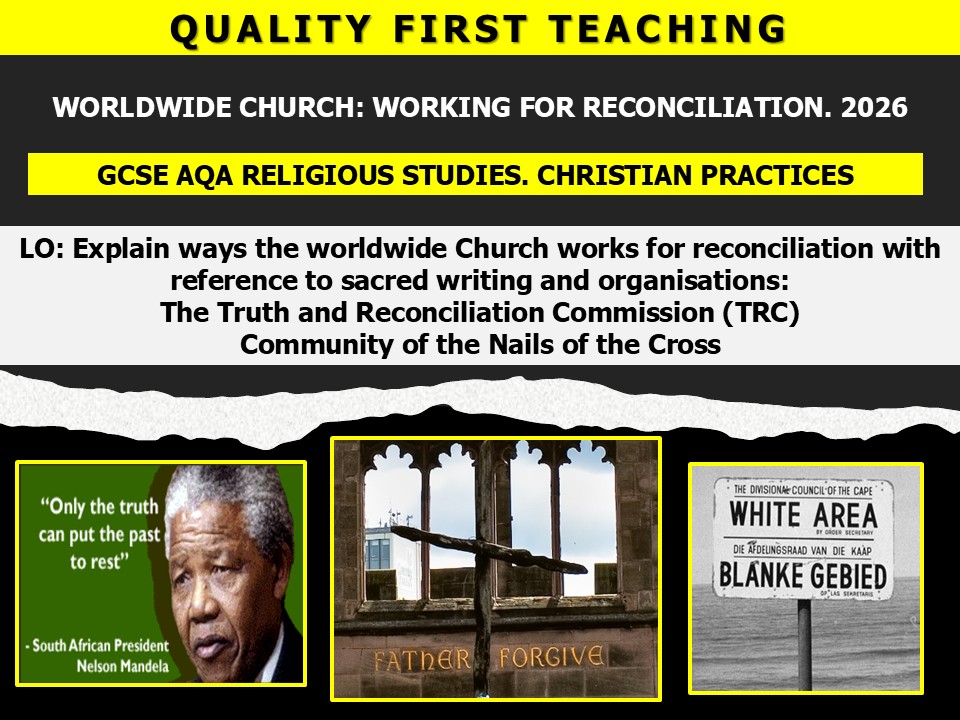 WORKING FOR RECONCILIATION. AQA. 2026
