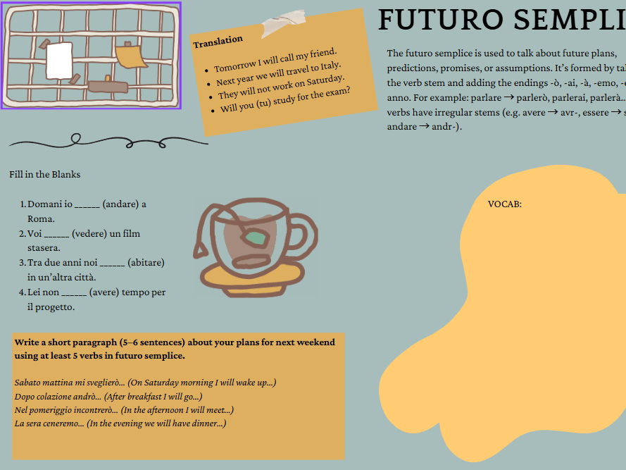 ITALIAN REVISION - Futuro Simplice B1