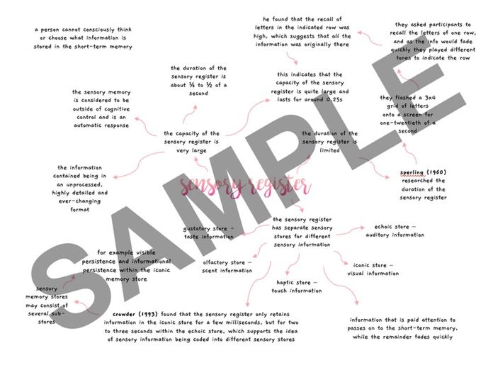 AQA A Level Psychology - Sensory Register Mind-map