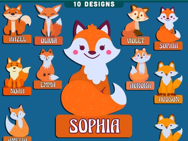 Autumn Fox Name Tags, Editable Locker & Cubby Labels, Cozy Fall Classroom Theme, 10 Designs