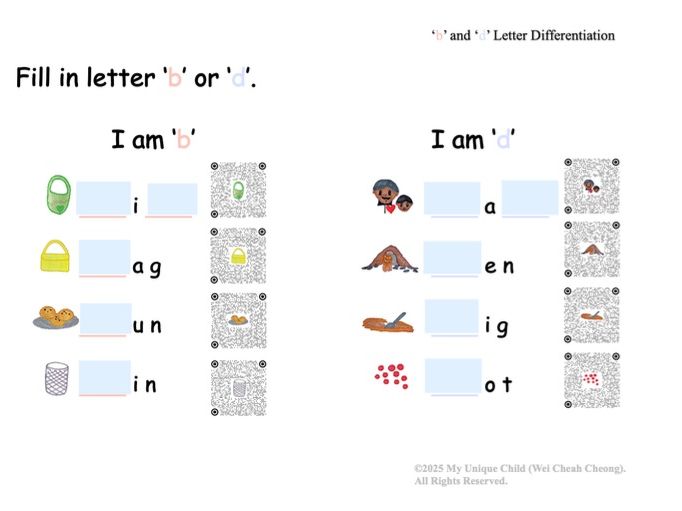 'b' and 'd' Letter Differentiation (Step-by-Step English Literacy Skills Pack for Diverse learners)