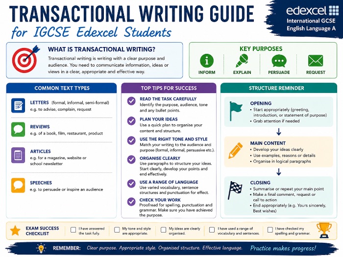 Transactional writing revision IGCSE Edexcel English Language A