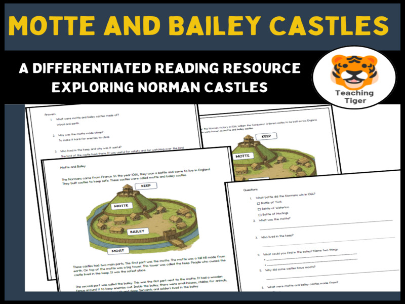 Motte and Bailey Castle Map and Questions | KS2 History Worksheet