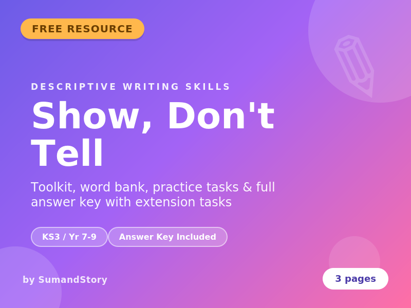 Show Don't Tell Free English Resource