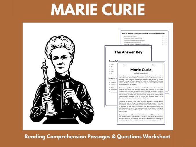 Marie Curie: Reading Comprehension Passages & Questions Worksheets ...