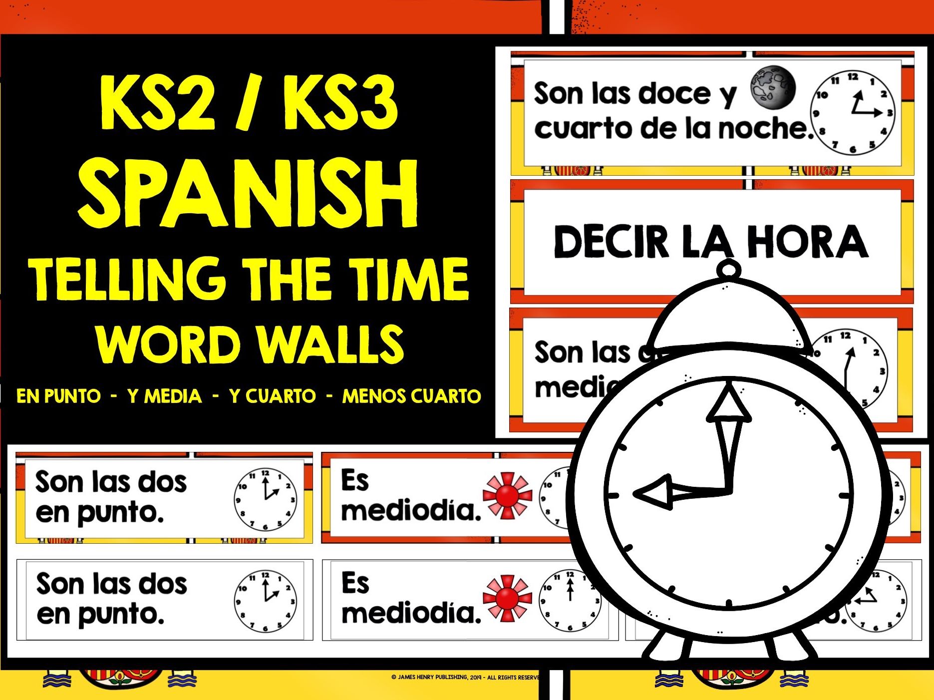 SPANISH TELLING THE TIME WORD WALLS MINI-BUNDLE