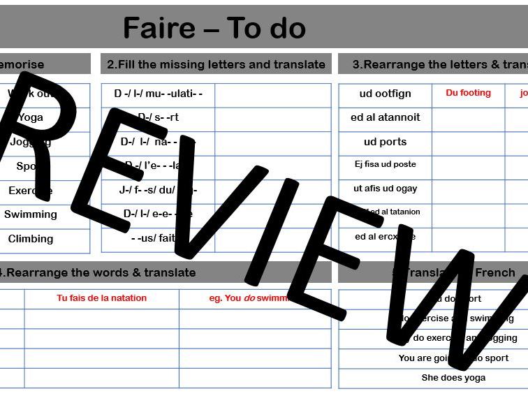 Faire (activities) KS3  Conti style