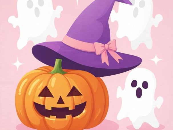 Cute Pastel Halloween Clipart | Kawaii Pink Holiday Graphics