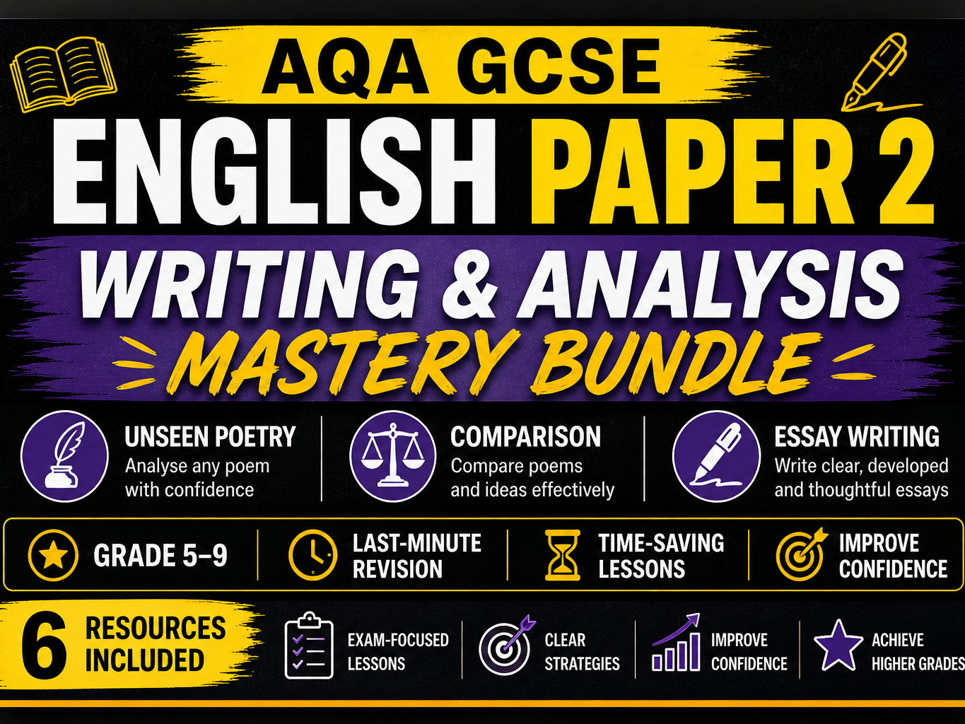 AQA GCSE English Paper 2: Writing & Analysis Mastery (Grade 5–9 Bundle)