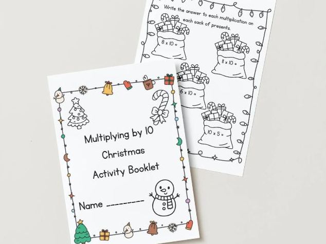Multiplying by 10 – Christmas Maths Activity Booklet (12 pages + colouring fun!)
