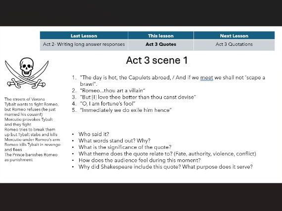 Romeo and Juliet Revision for all 5 acts-  14 Lessons (Plot, Quote, Past questions)