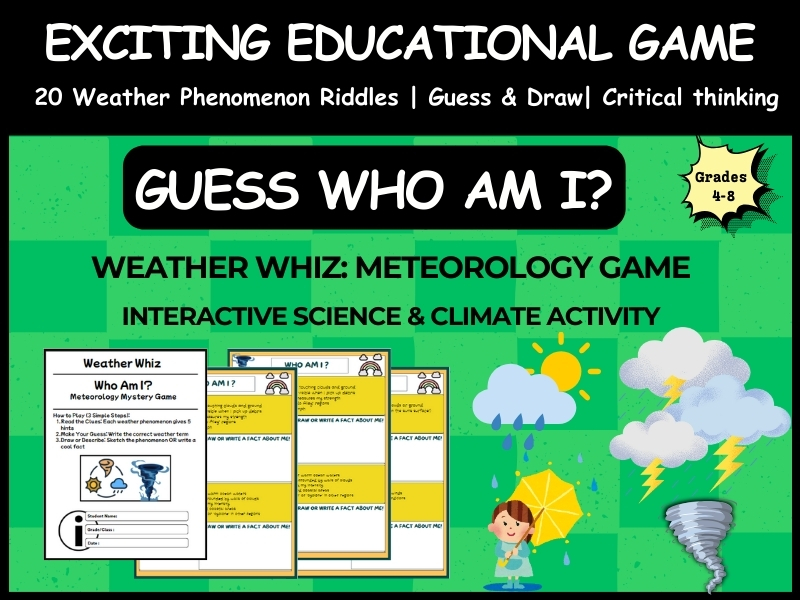 Weather Whiz: "Who Am I?" Meteorology Game | Interactive Science & Climate Activity for Grades 4-7