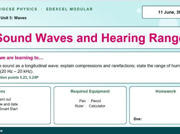 IGCSE Physics: Sound Waves & Hearing Range | Edexcel Modular | Unit 5 | L10