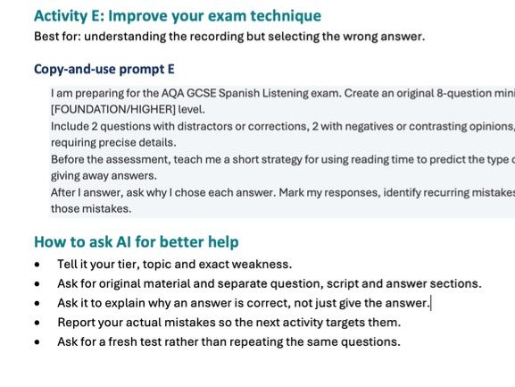GCSE Spanish AI Listening Revision Toolkit